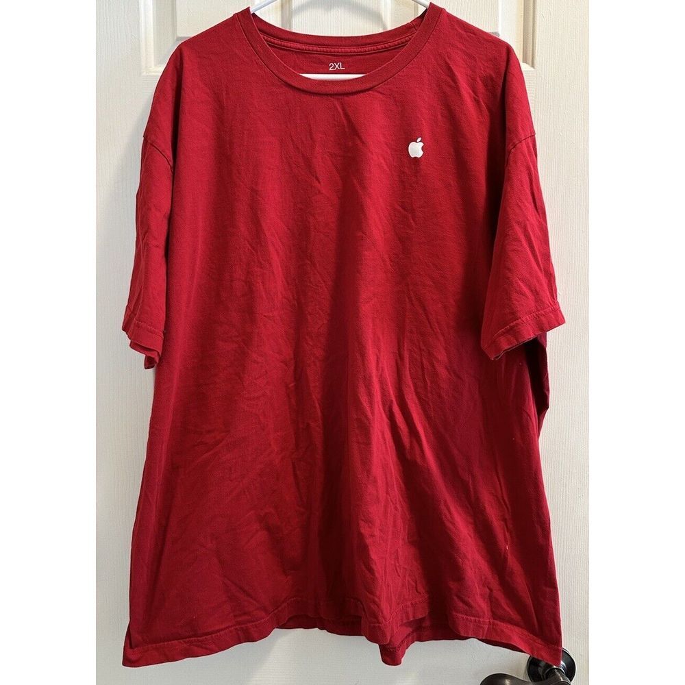 Apple‎ Shirt Mens 2XL Red Macintosh Mac Employee Uniform Short Sleeve Tee Shirt